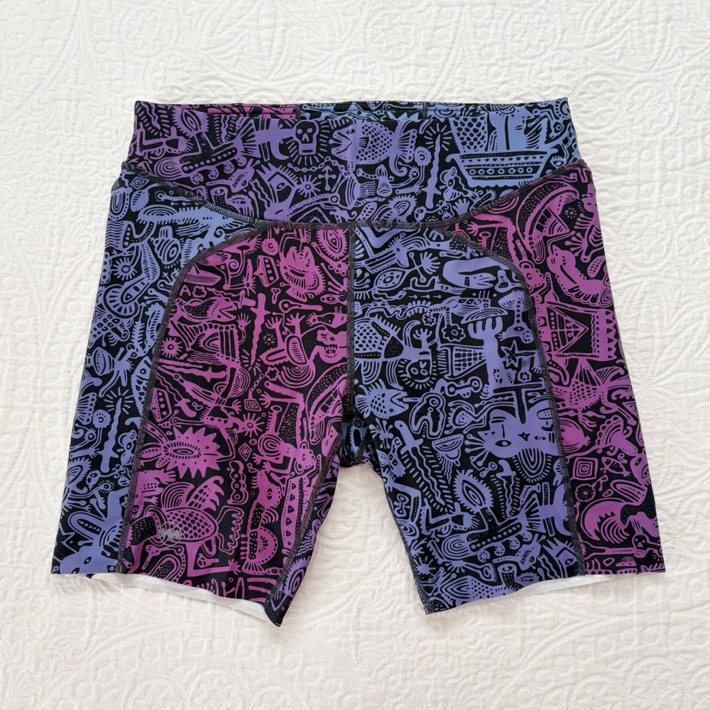 Janji Women's Groundwork Pace Shorts, Batik Purple (7" Inseam) Sz L